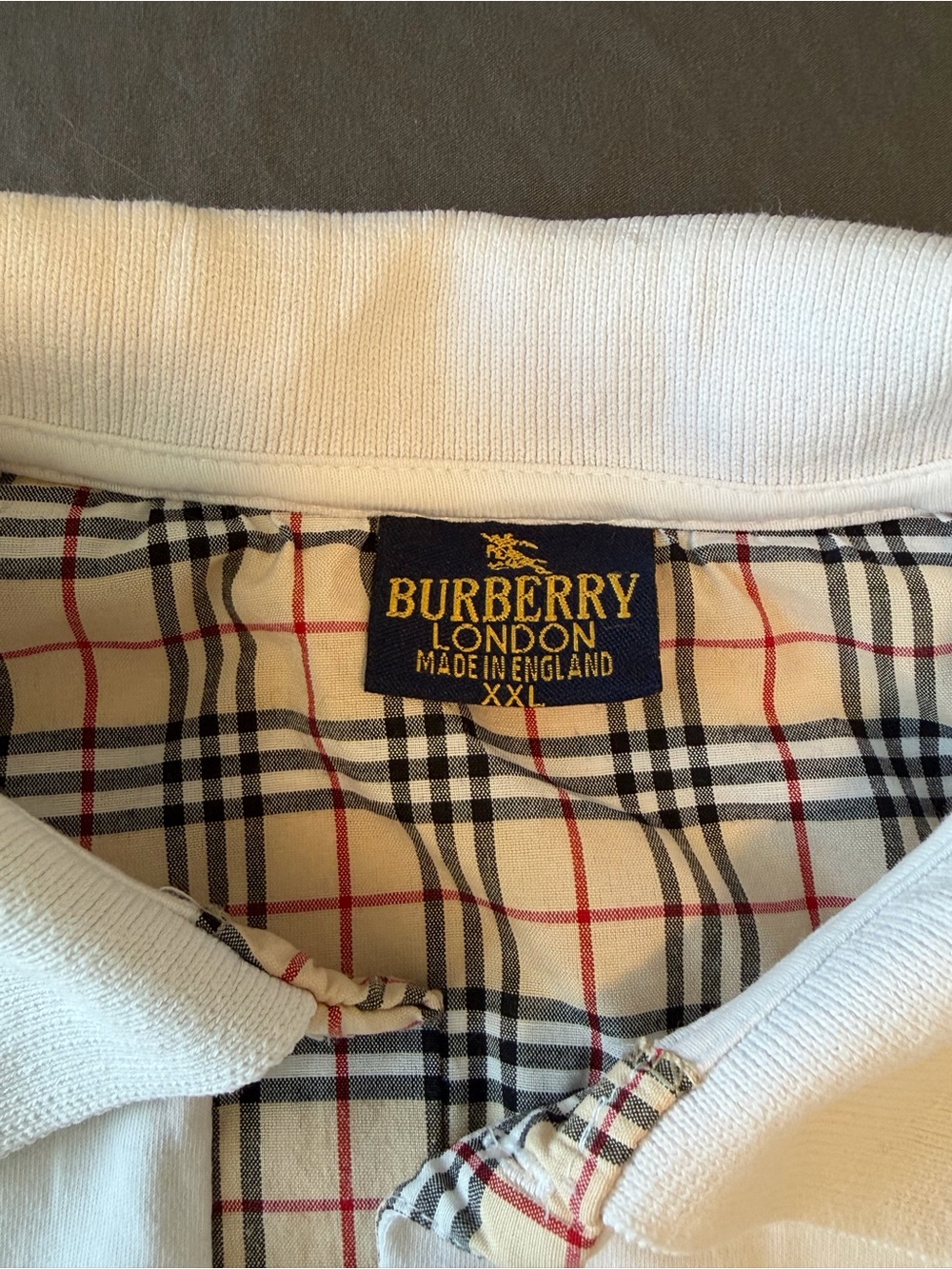 Burberry White Polo with Classic Nova Check Lining
